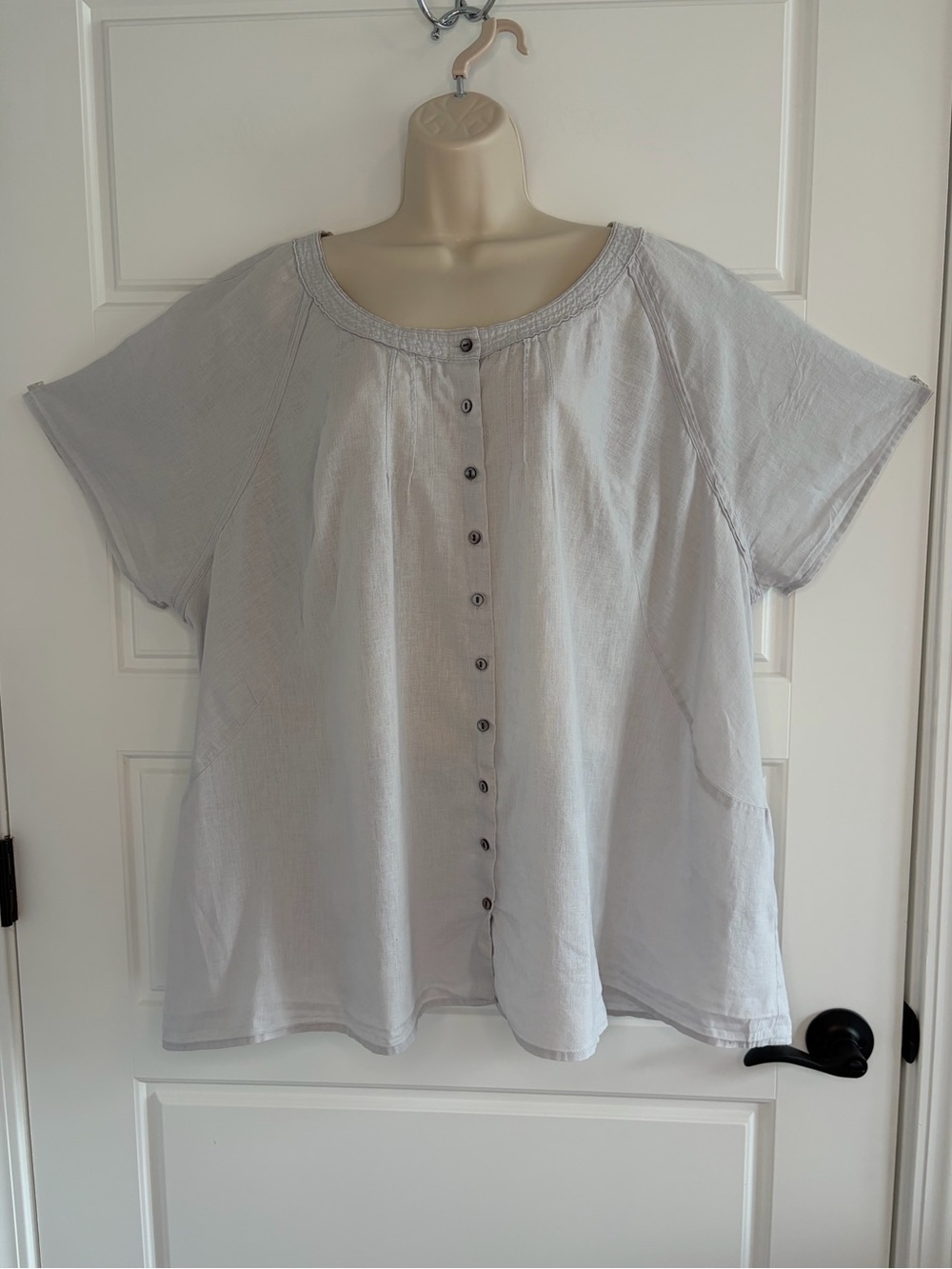 Emma Avenue Linen Cotton Lightweight Short Sleeve Blouse Top Size 30/32 Beachy